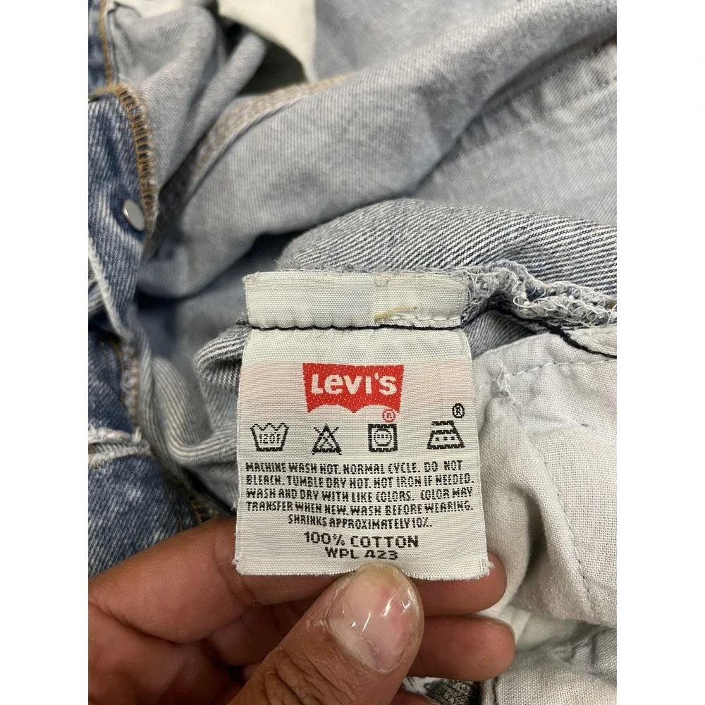 Levis 501 XX Jeans Mens 36x27 Light Wash Blue Straight Leg Button Fly Distressed - Picture 9 of 16